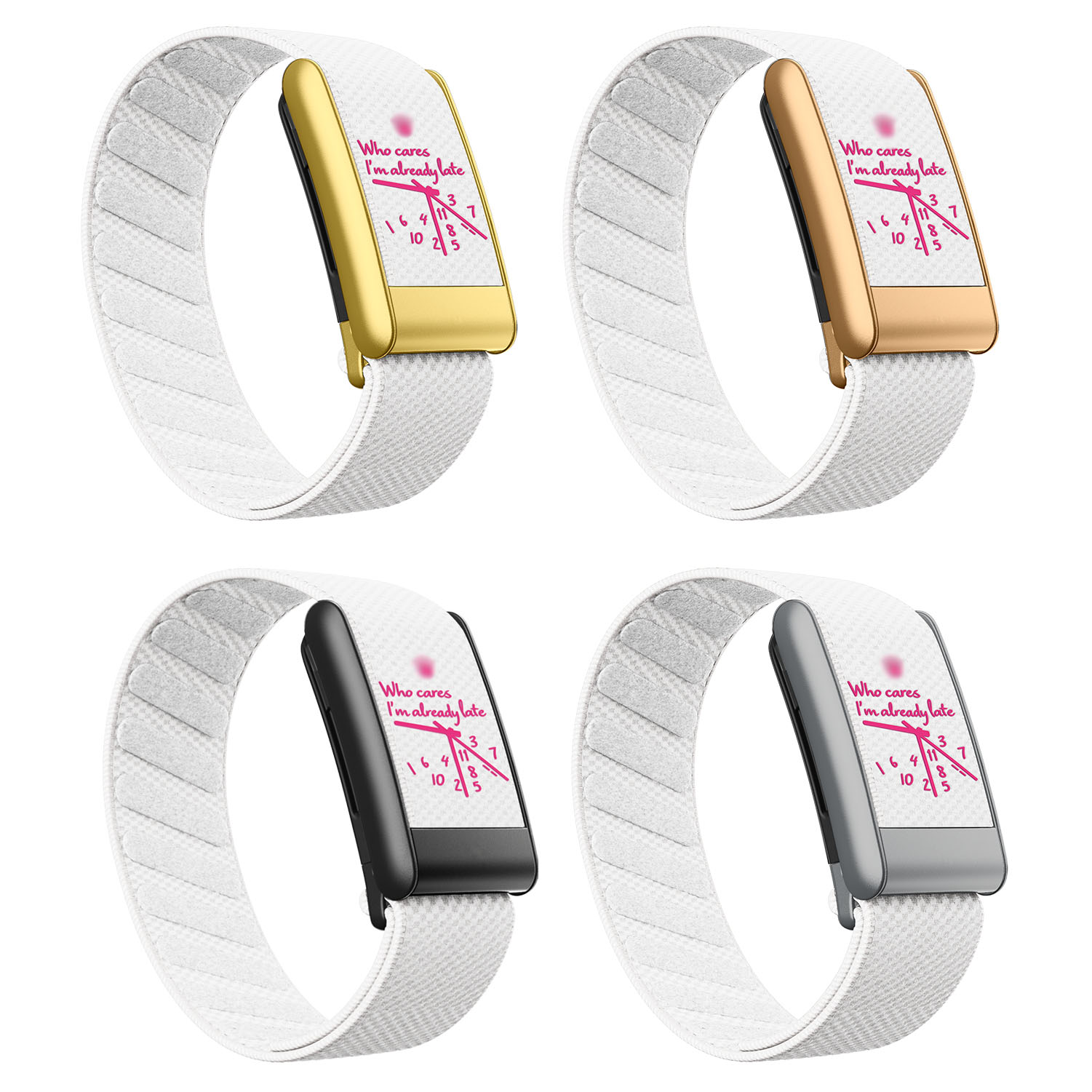 Upgrade Your Routine: The "Who Cares" Pink Clock Nylon Band for Whoop 5.0